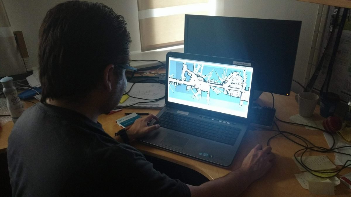 A human operator benchmarking against the robot's exploration performance