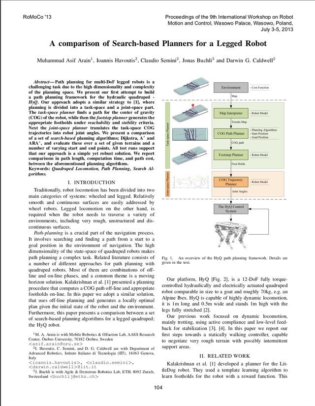 A comparison of search-based planners for a legged robot - front page